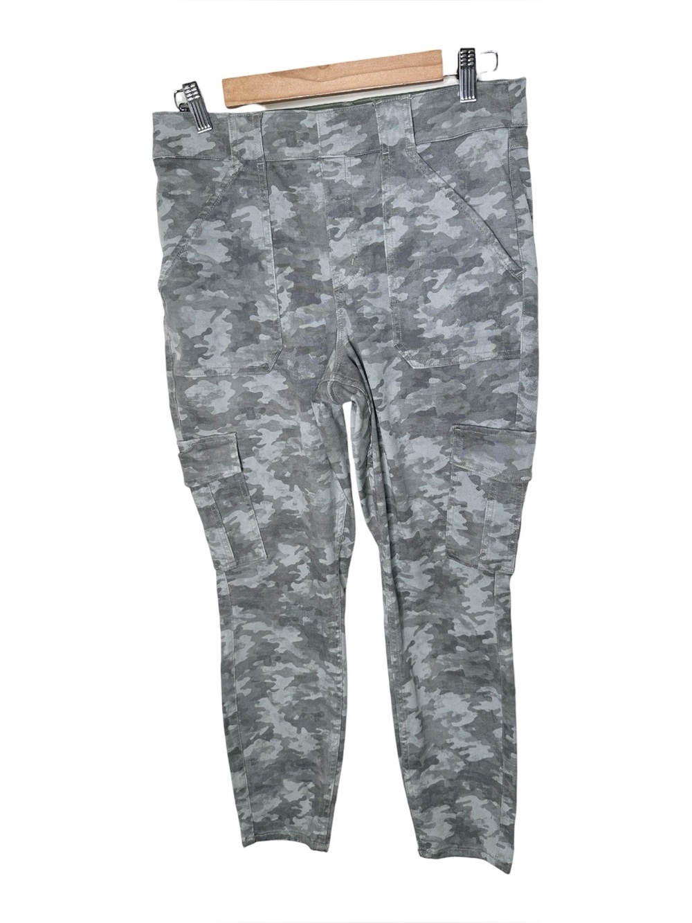 SPANX Stretch Twill Ankle Cargo Pants Stone Wash Gray Size XL Petite